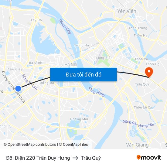 Đối Diện 220 Trần Duy Hưng to Trâu Quỳ map