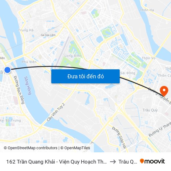 162 Trần Quang Khải - Viện Quy Hoạch Thủy Lợi to Trâu Quỳ map