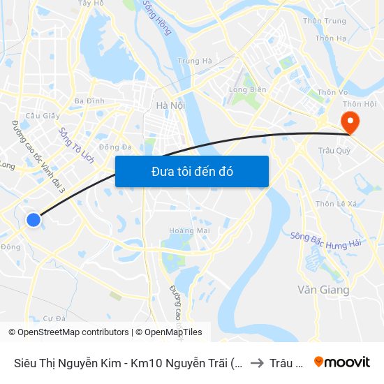 Siêu Thị Nguyễn Kim - Km10 Nguyễn Trãi (Hà Đông) to Trâu Quỳ map
