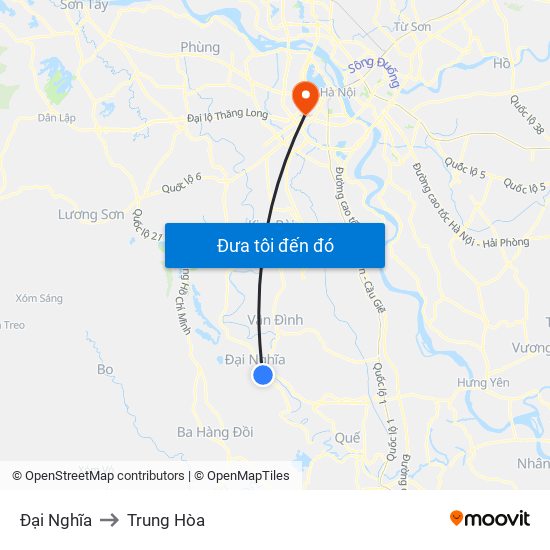 Đại Nghĩa to Trung Hòa map