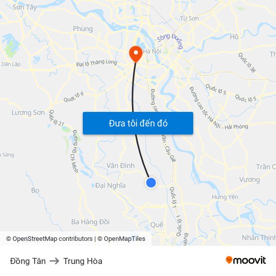 Đồng Tân to Trung Hòa map