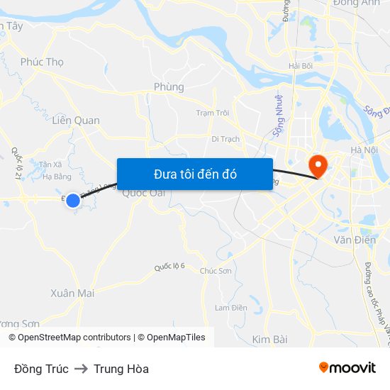 Đồng Trúc to Trung Hòa map
