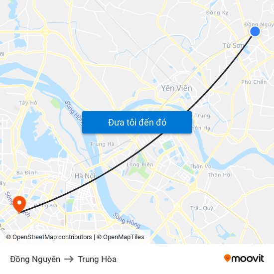 Đồng Nguyên to Trung Hòa map