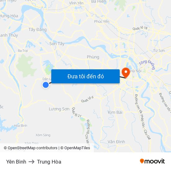 Yên Bình to Trung Hòa map