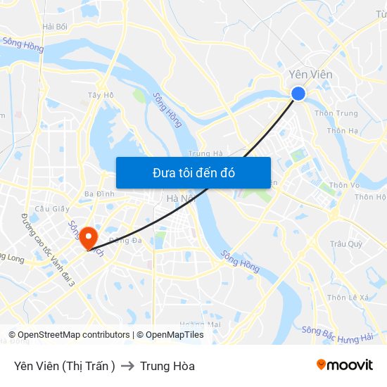 Yên Viên (Thị Trấn ) to Trung Hòa map