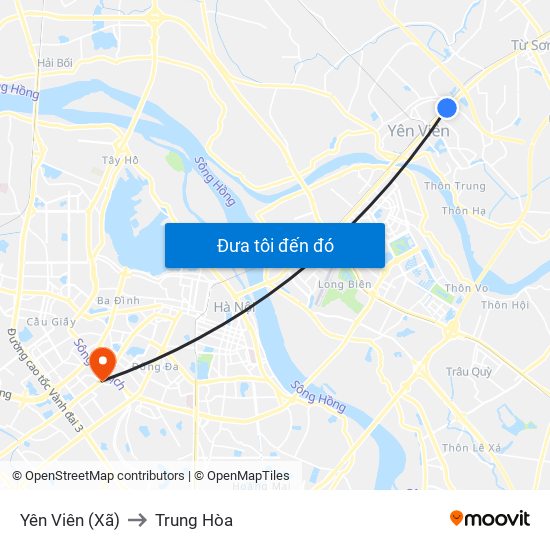Yên Viên (Xã) to Trung Hòa map