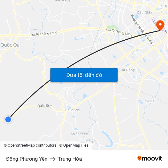 Đông Phương Yên to Trung Hòa map