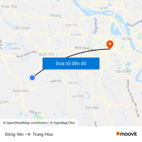 Đông Yên to Trung Hòa map