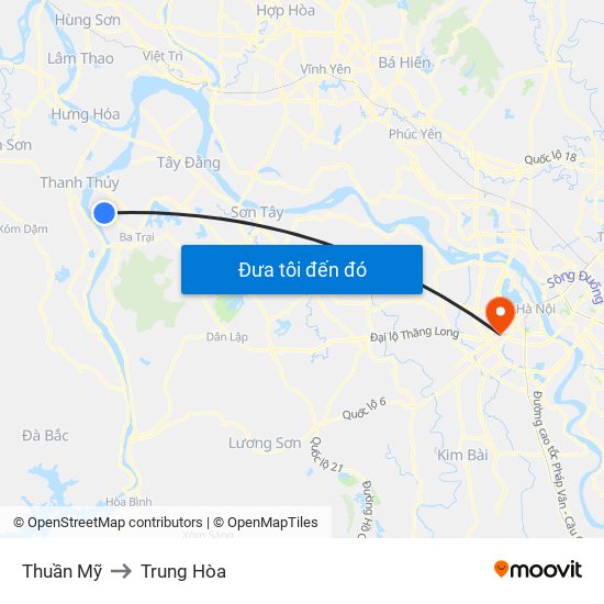 Thuần Mỹ to Trung Hòa map