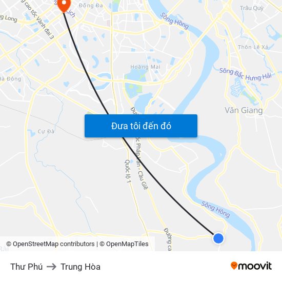 Thư Phú to Trung Hòa map
