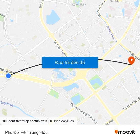 Phú Đô to Trung Hòa map