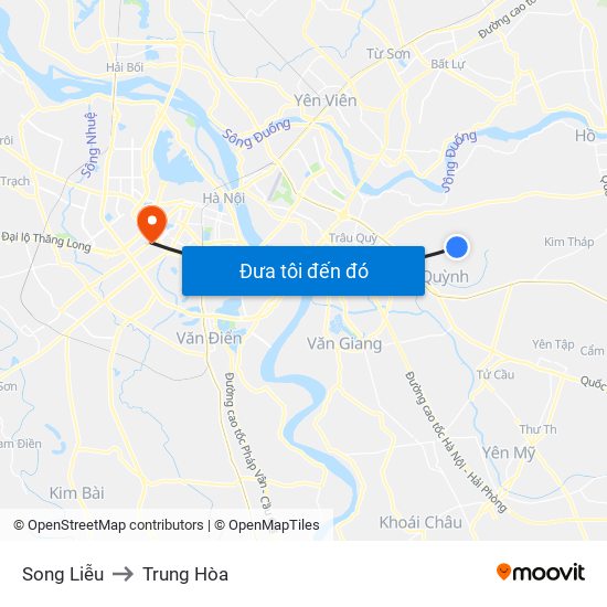Song Liễu to Trung Hòa map