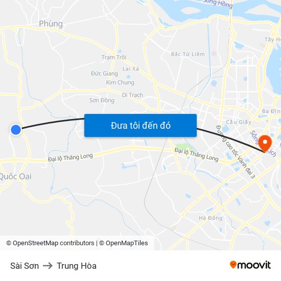 Sài Sơn to Trung Hòa map