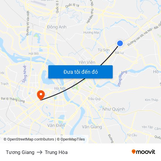 Tương Giang to Trung Hòa map