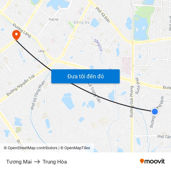 Tương Mai to Trung Hòa map