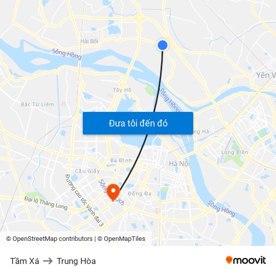 Tầm Xá to Trung Hòa map