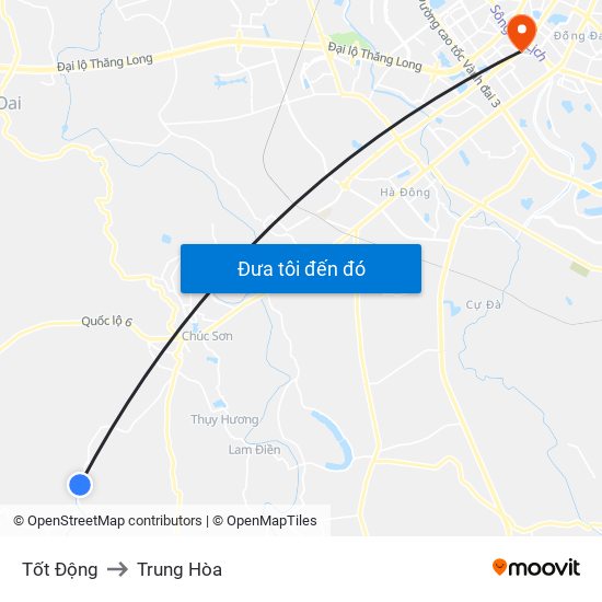 Tốt Động to Trung Hòa map