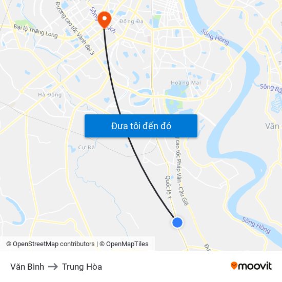 Văn Bình to Trung Hòa map