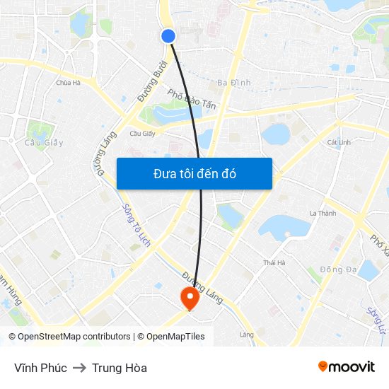 Vĩnh Phúc to Trung Hòa map