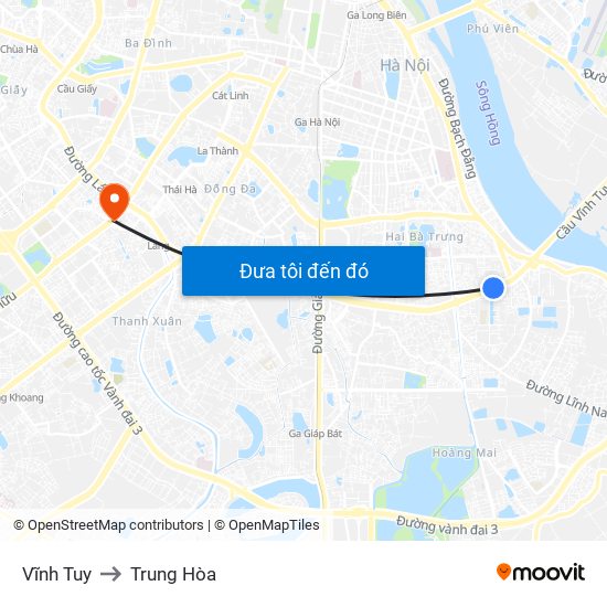 Vĩnh Tuy to Trung Hòa map