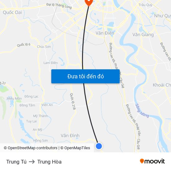 Trung Tú to Trung Hòa map