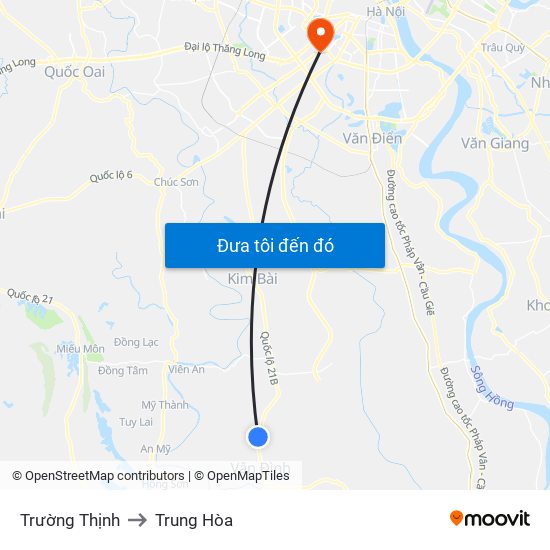 Trường Thịnh to Trung Hòa map