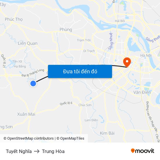 Tuyết Nghĩa to Trung Hòa map