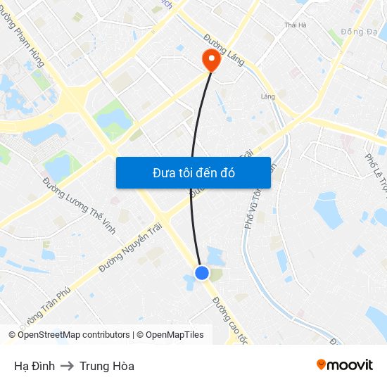 Hạ Đình to Trung Hòa map