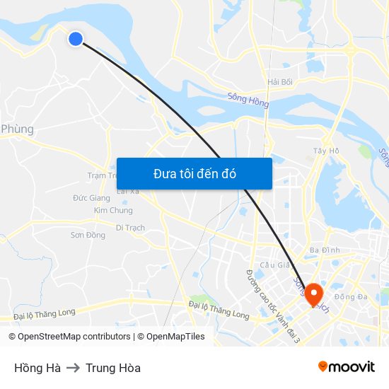 Hồng Hà to Trung Hòa map