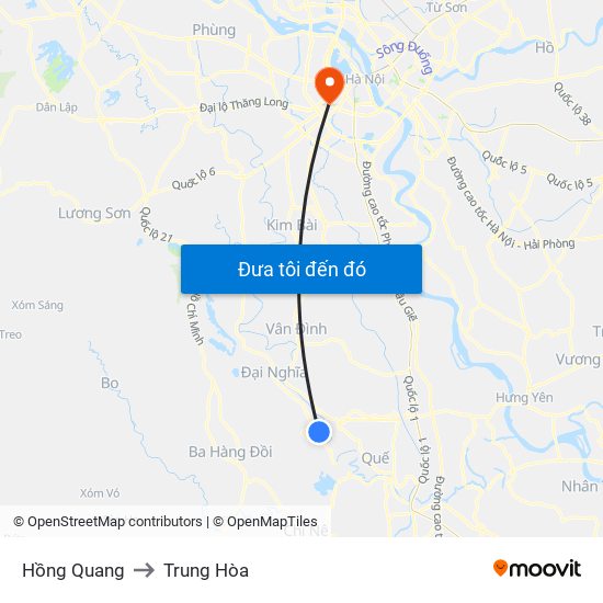 Hồng Quang to Trung Hòa map