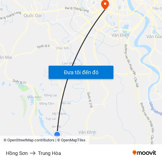 Hồng Sơn to Trung Hòa map