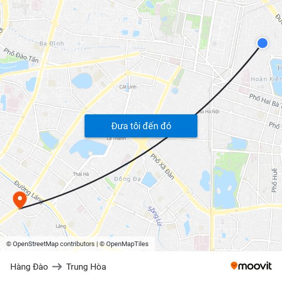 Hàng Đào to Trung Hòa map