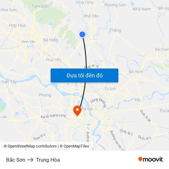 Bắc Sơn to Trung Hòa map