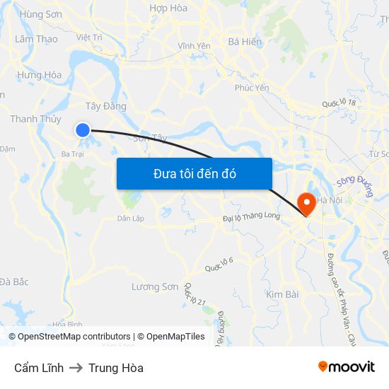 Cẩm Lĩnh to Trung Hòa map