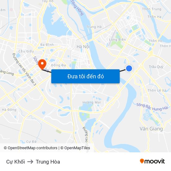 Cự Khối to Trung Hòa map