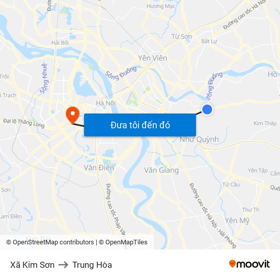 Xã Kim Sơn to Trung Hòa map