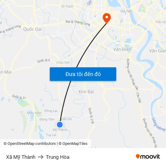 Xã Mỹ Thành to Trung Hòa map