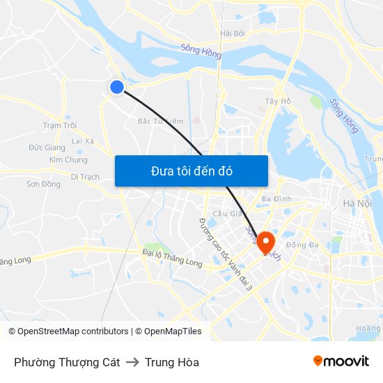 Phường Thượng Cát to Trung Hòa map