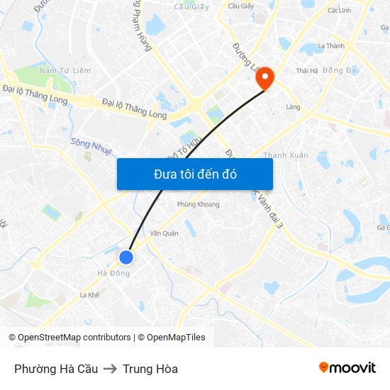 Phường Hà Cầu to Trung Hòa map