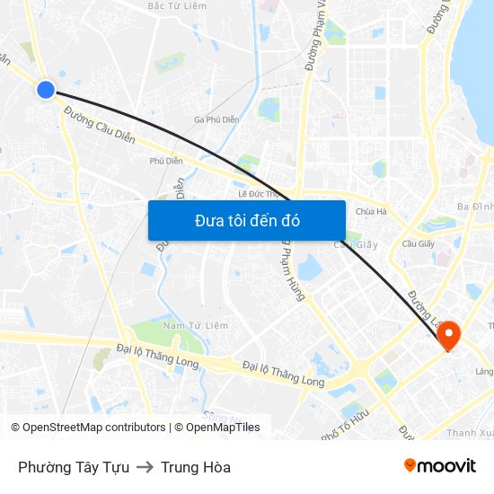 Phường Tây Tựu to Trung Hòa map