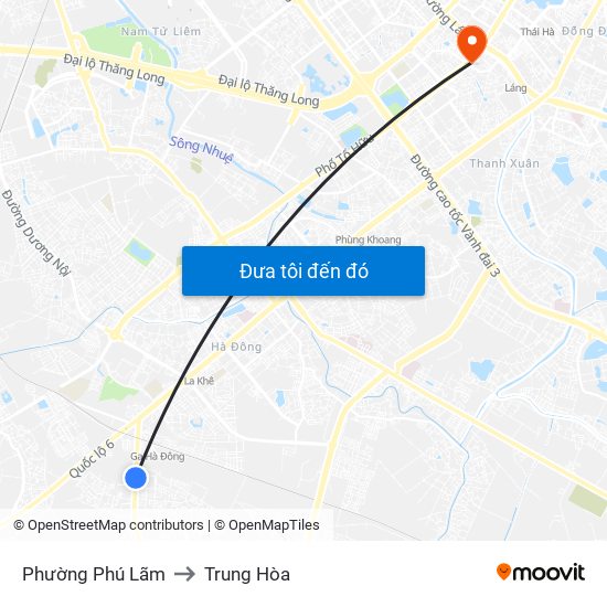 Phường Phú Lãm to Trung Hòa map