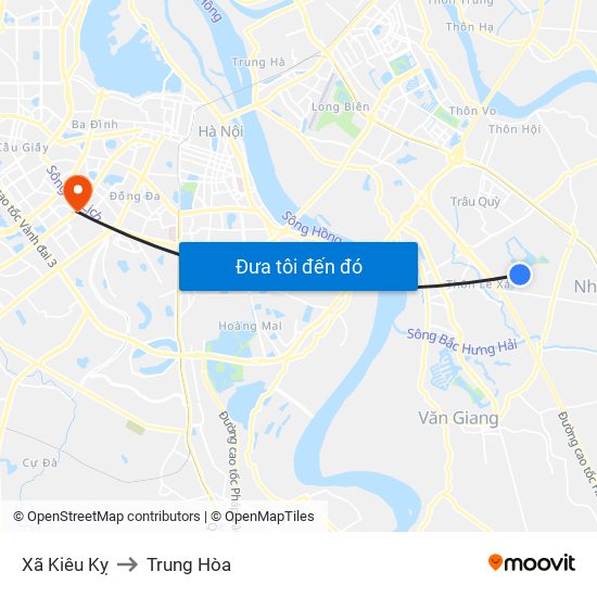 Xã Kiêu Kỵ to Trung Hòa map