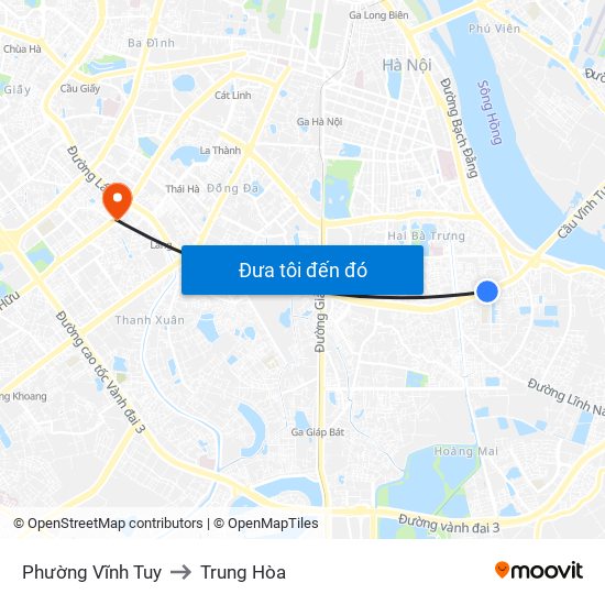 Phường Vĩnh Tuy to Trung Hòa map