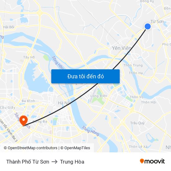 Thành Phố Từ Sơn to Trung Hòa map