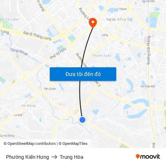 Phường Kiến Hưng to Trung Hòa map