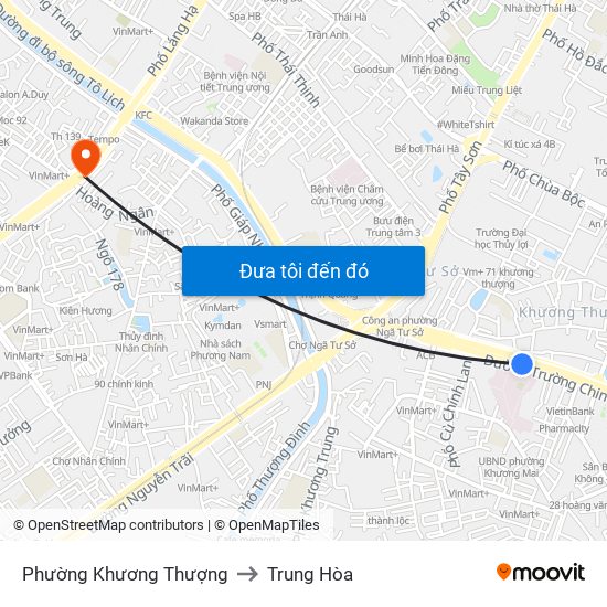 Phường Khương Thượng to Trung Hòa map