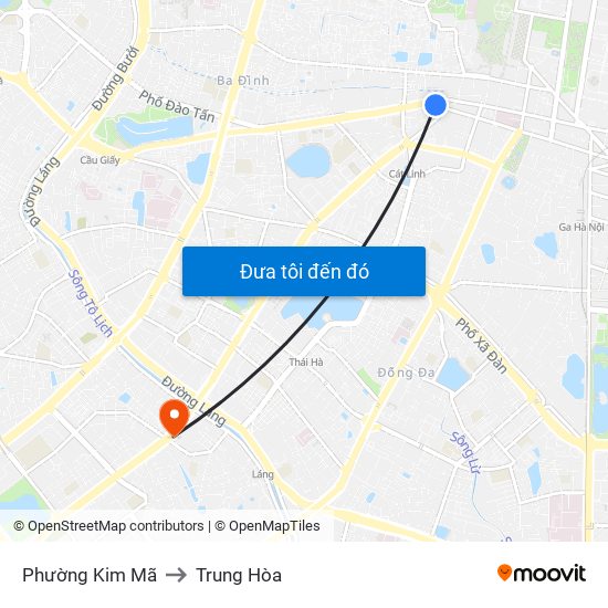 Phường Kim Mã to Trung Hòa map