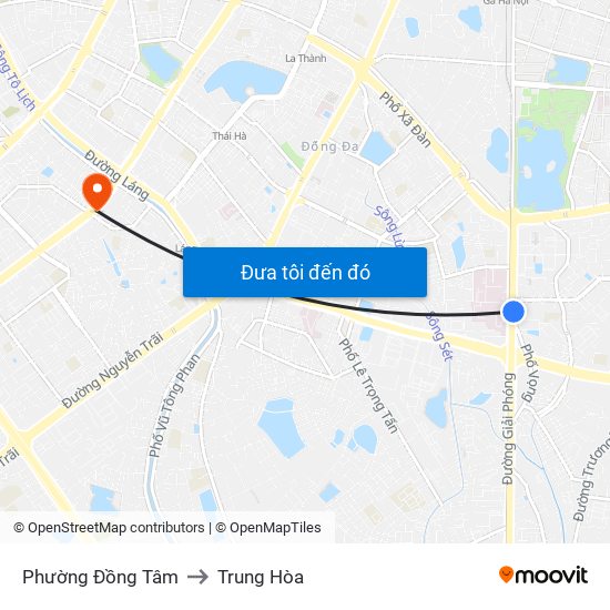 Phường Đồng Tâm to Trung Hòa map