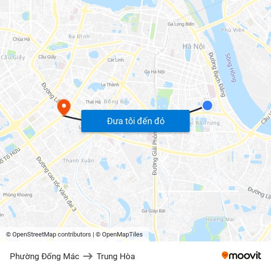 Phường Đống Mác to Trung Hòa map
