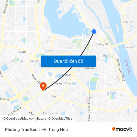 Phường Trúc Bạch to Trung Hòa map